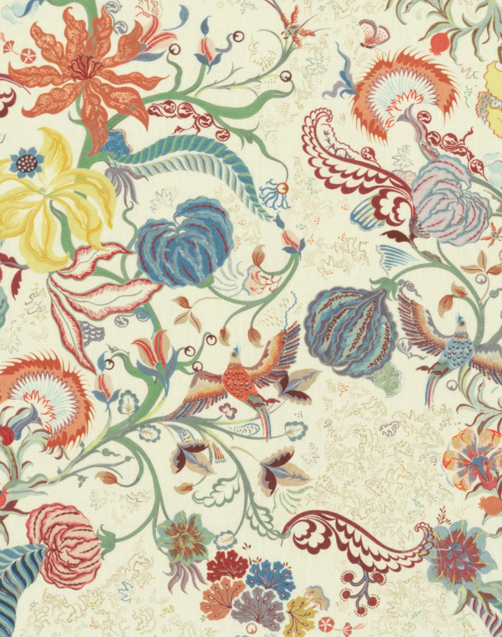 Chintz 21, Carmine Blue - Linen Fabric