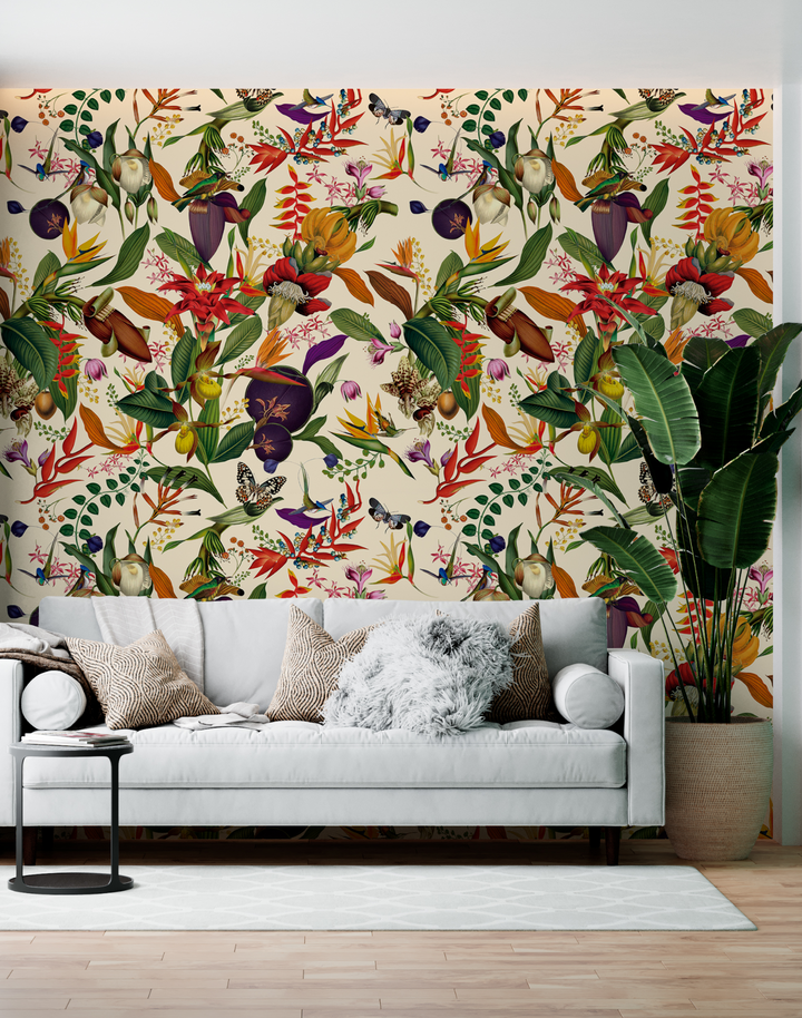 Ivory Colombian Flowers Wallfabric