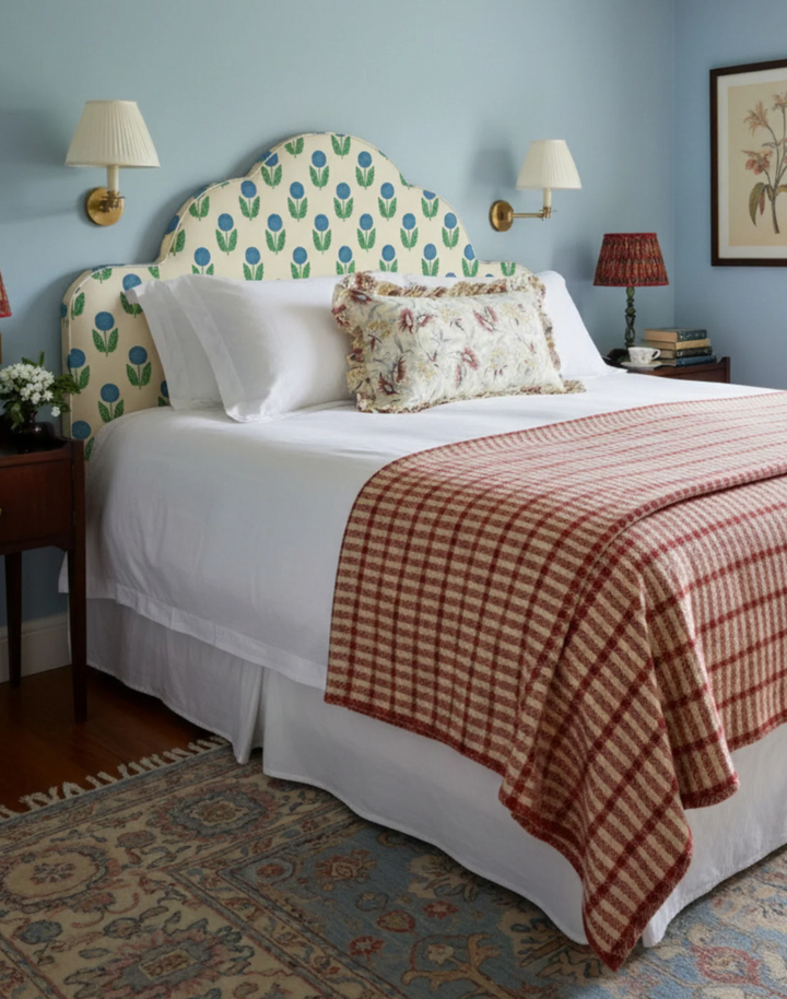 Dahlia, Blue - Linen Fabric