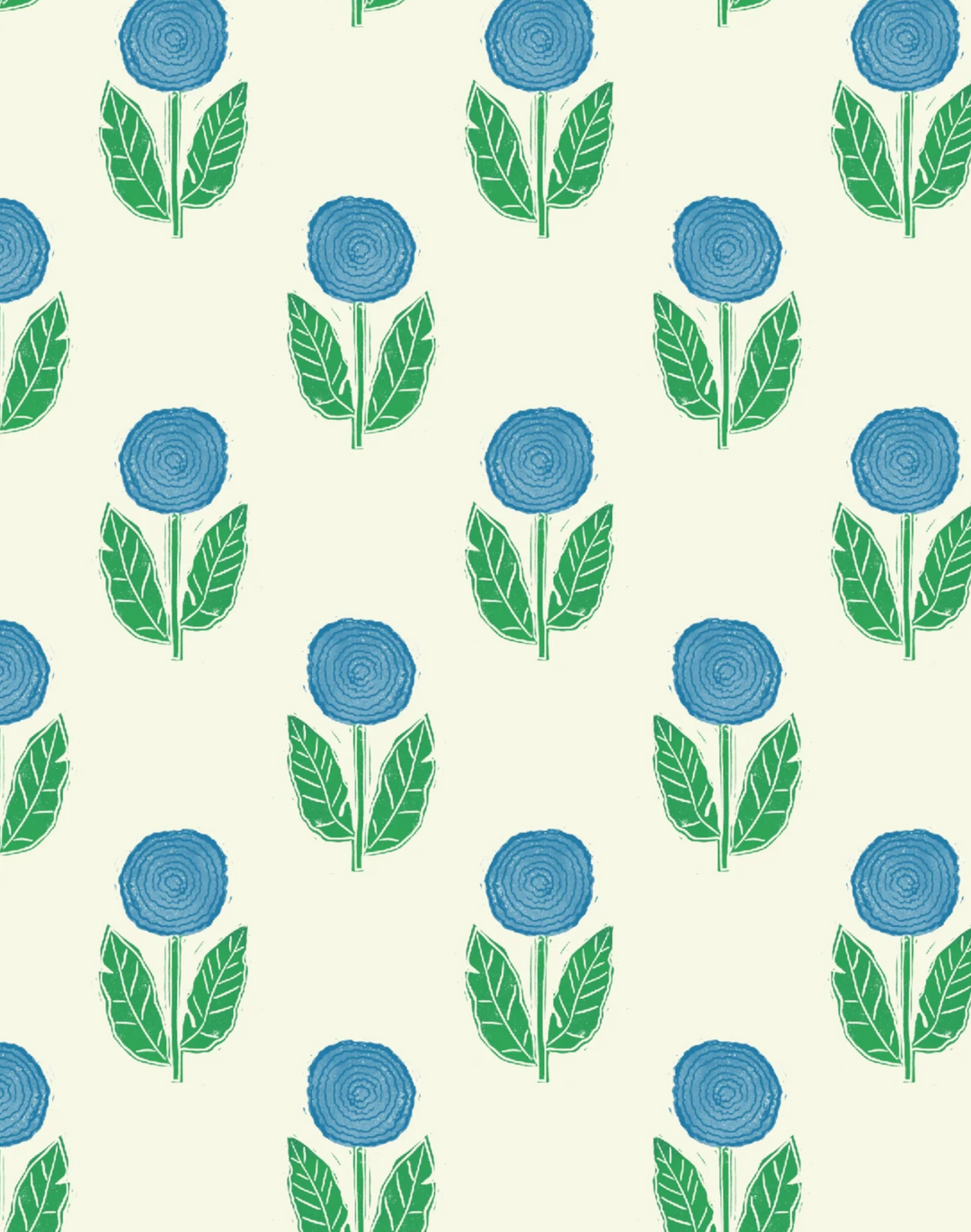 Dahlia, Blue - Linen Fabric