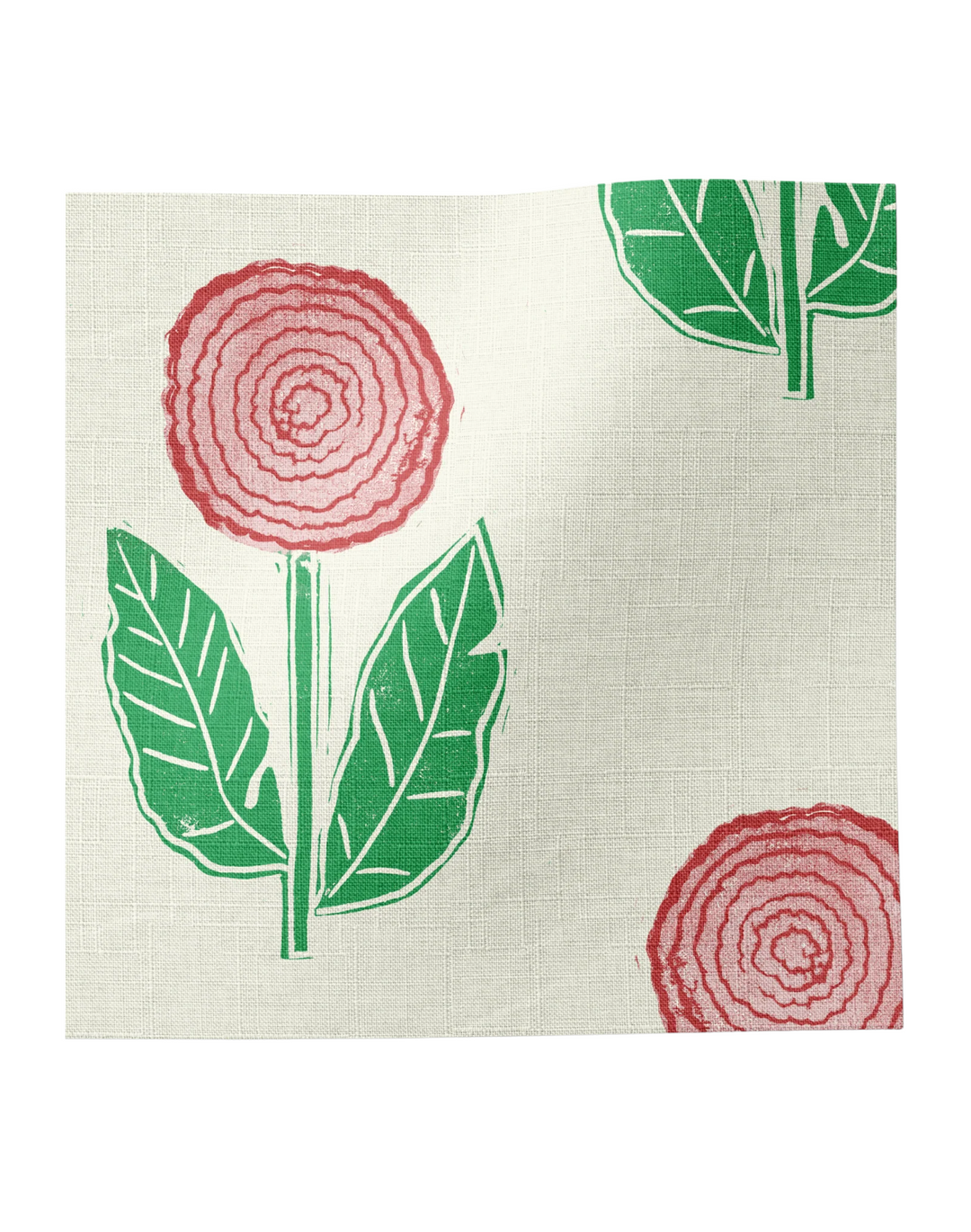 Dahlia, Red - Linen Fabric
