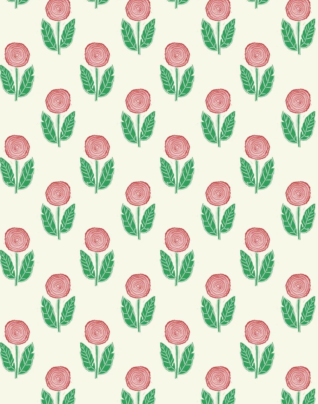 Dahlia, Red - Linen Fabric