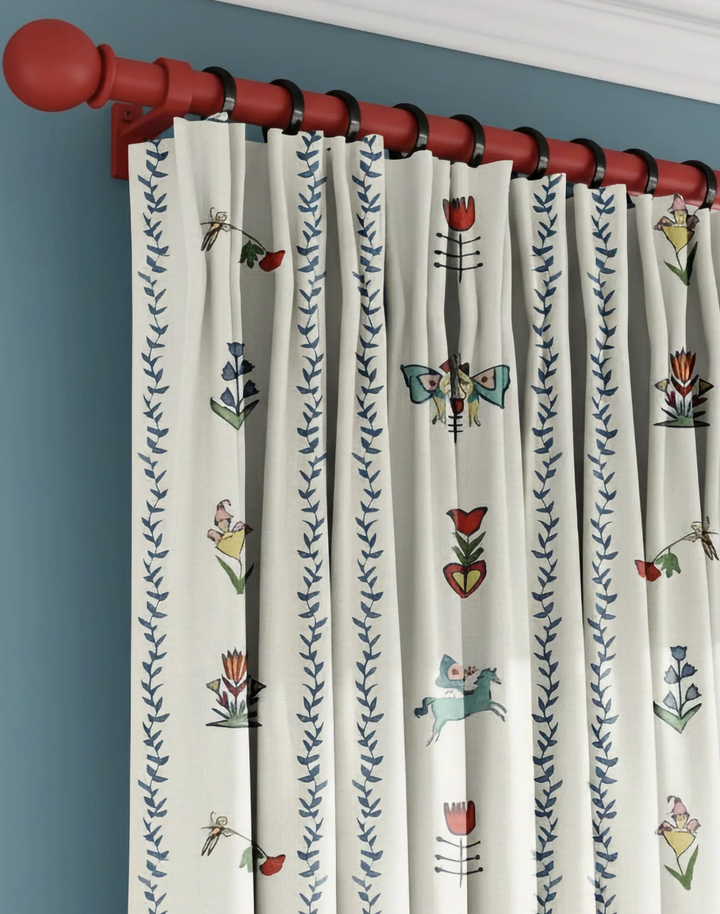 Dance Away in the Garden, Blue - Linen Fabric