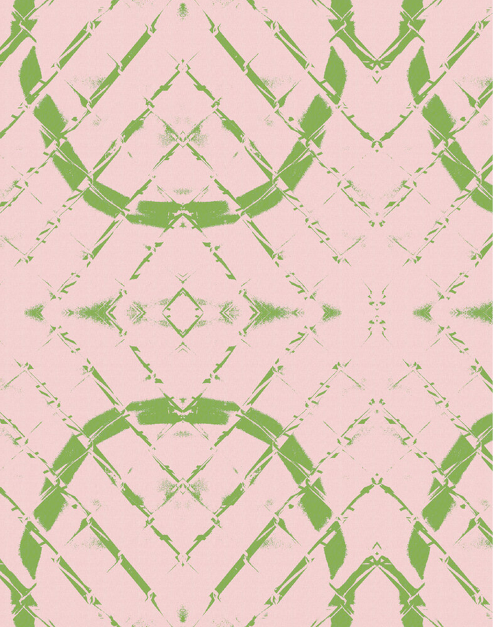 Diamond Link, Green on Pink