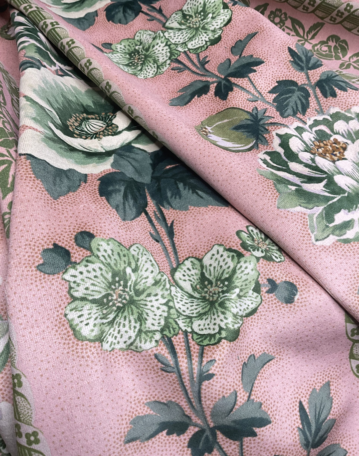 Dorothy, Blush Green - Velvet Fabric