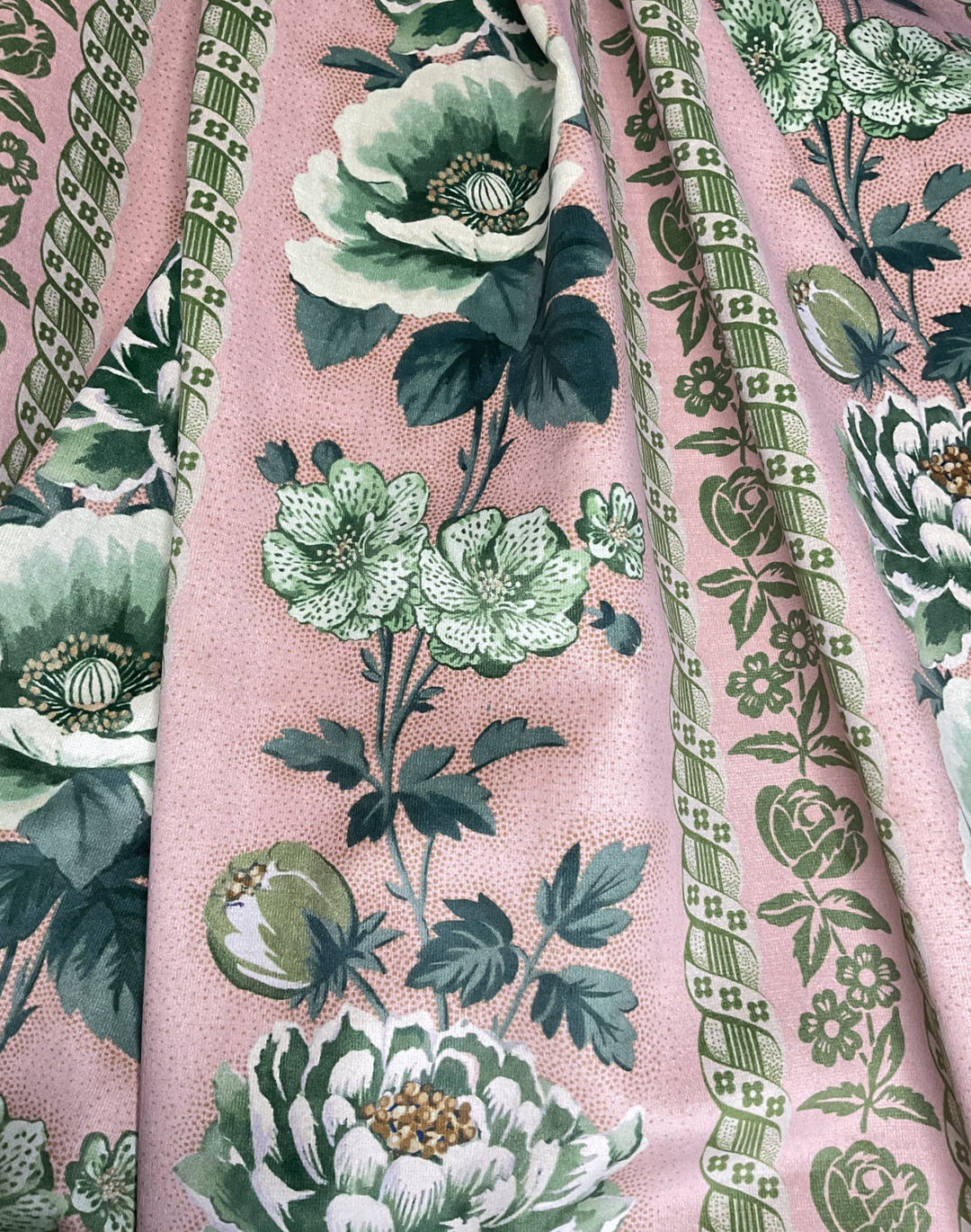 Dorothy, Blush Green - Velvet Fabric