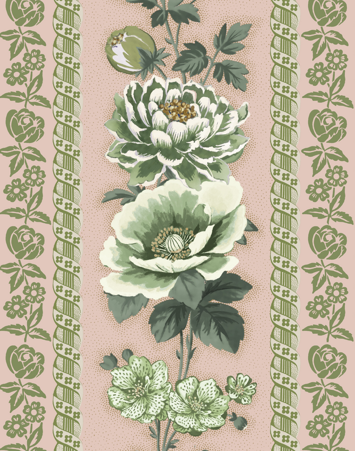 Dorothy, Blush Green - Linen Fabric
