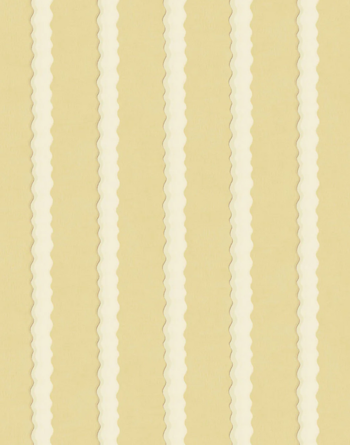Double Scroll Stripe, Butter - Linen Fabric