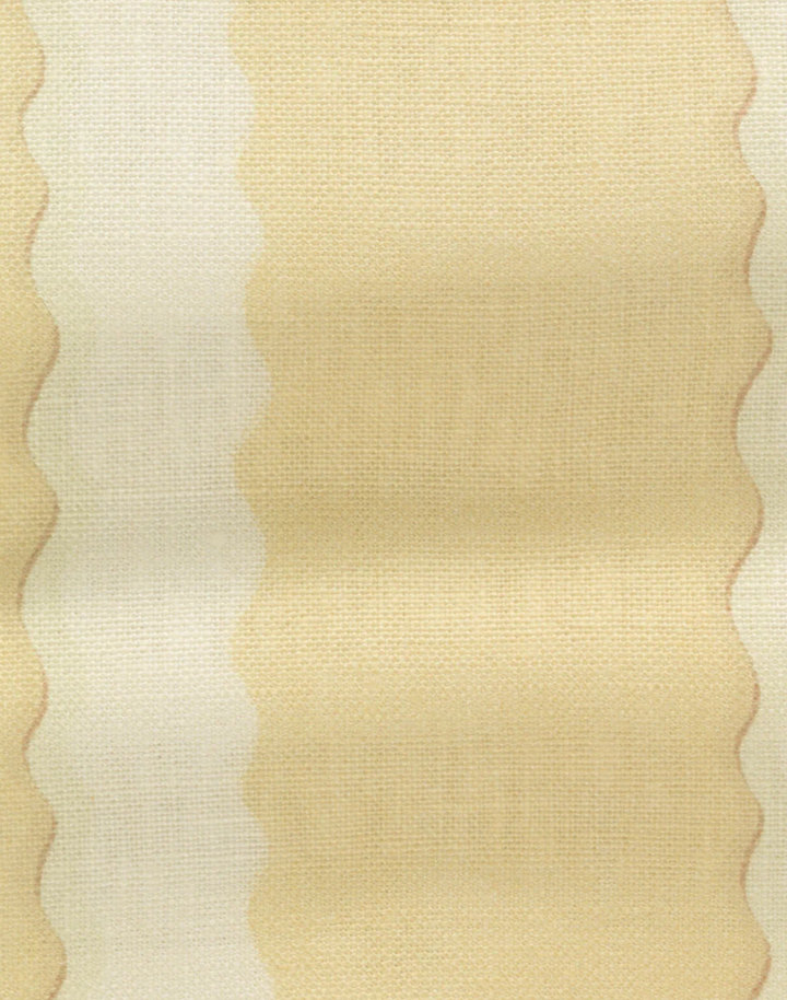 Double Scroll Stripe, Butter - Linen Fabric