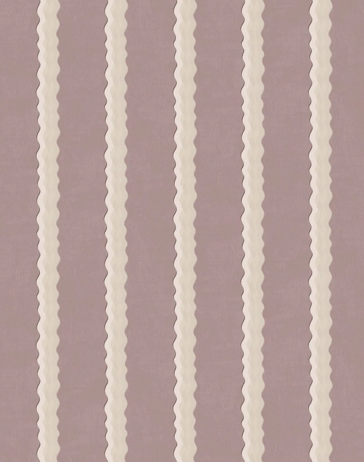 Double Scroll Stripe, Lilac - Linen Fabric