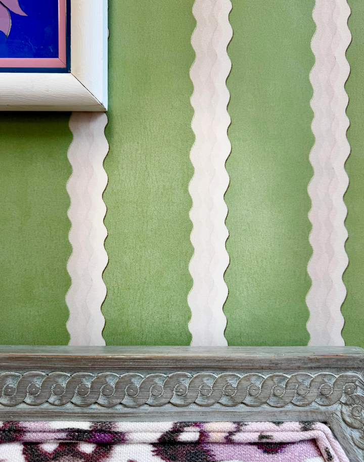 Double Scroll Stripe, Spring Green