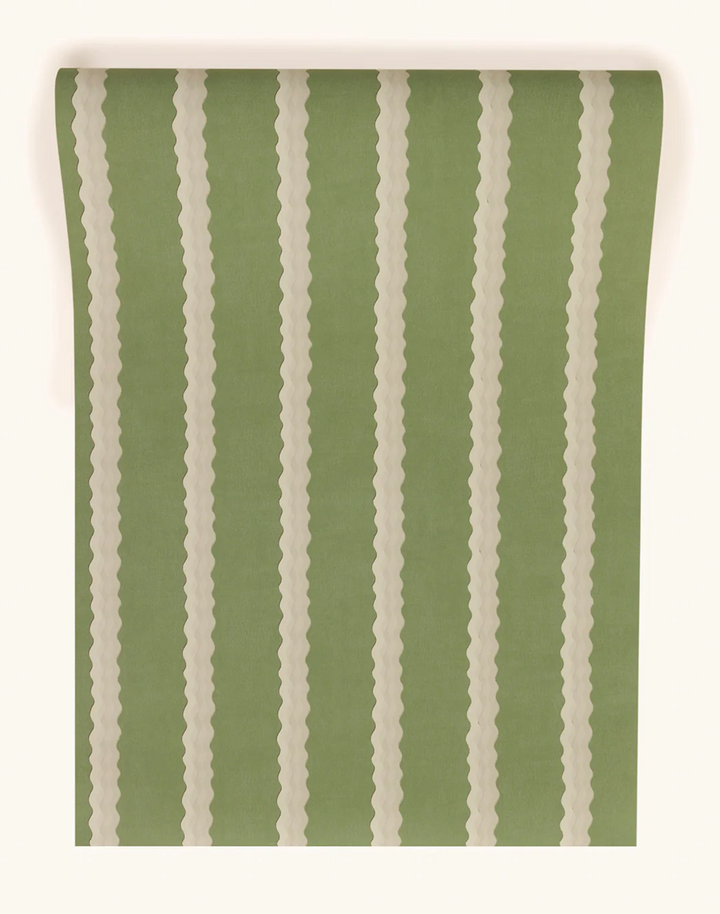 Double Scroll Stripe, Spring Green