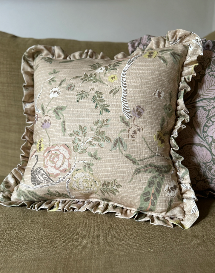 Eversley, Coral Moss - Linen Fabric