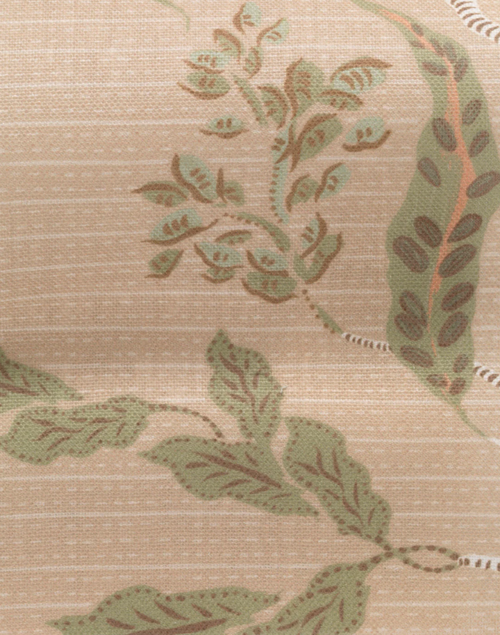 Eversley, Coral Moss - Linen Fabric