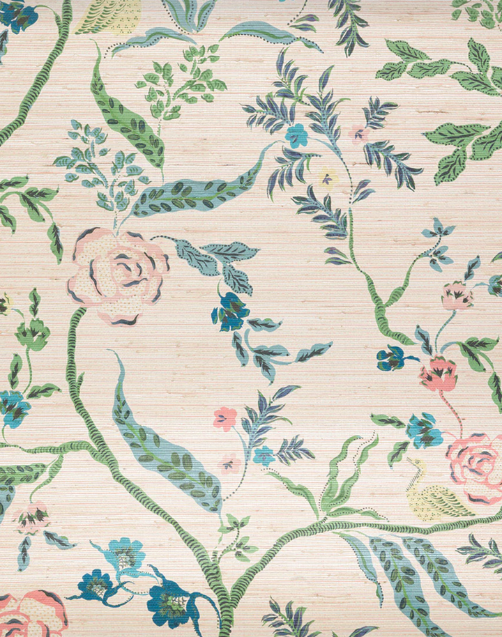 Eversley Grasscloth, Jade Rose