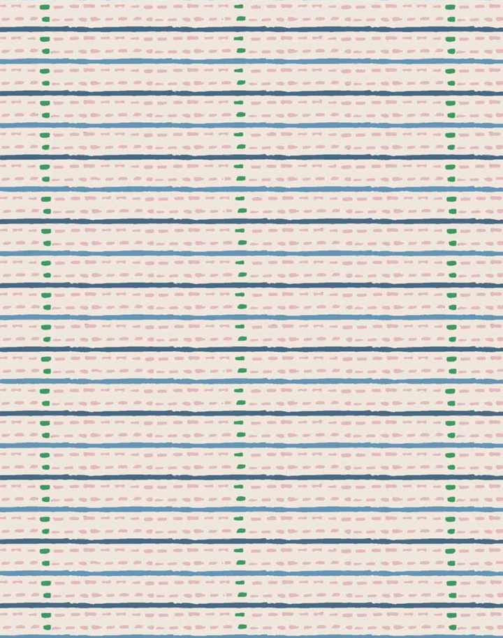 Eversley Stripe, Jade Rose - Linen Fabric