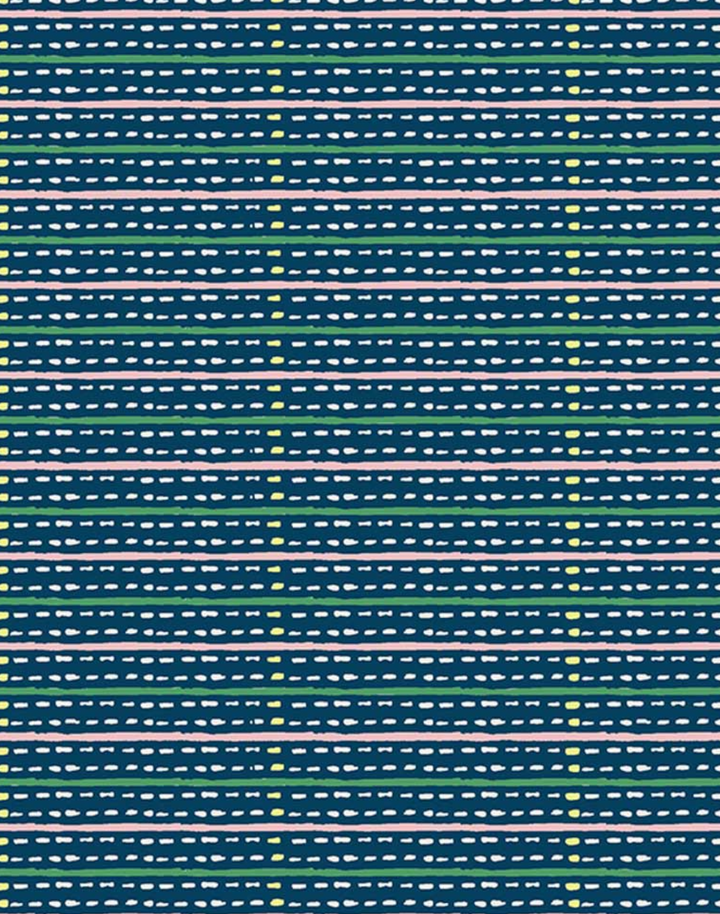 Eversley Stripe, Lake Rose - Linen Fabric