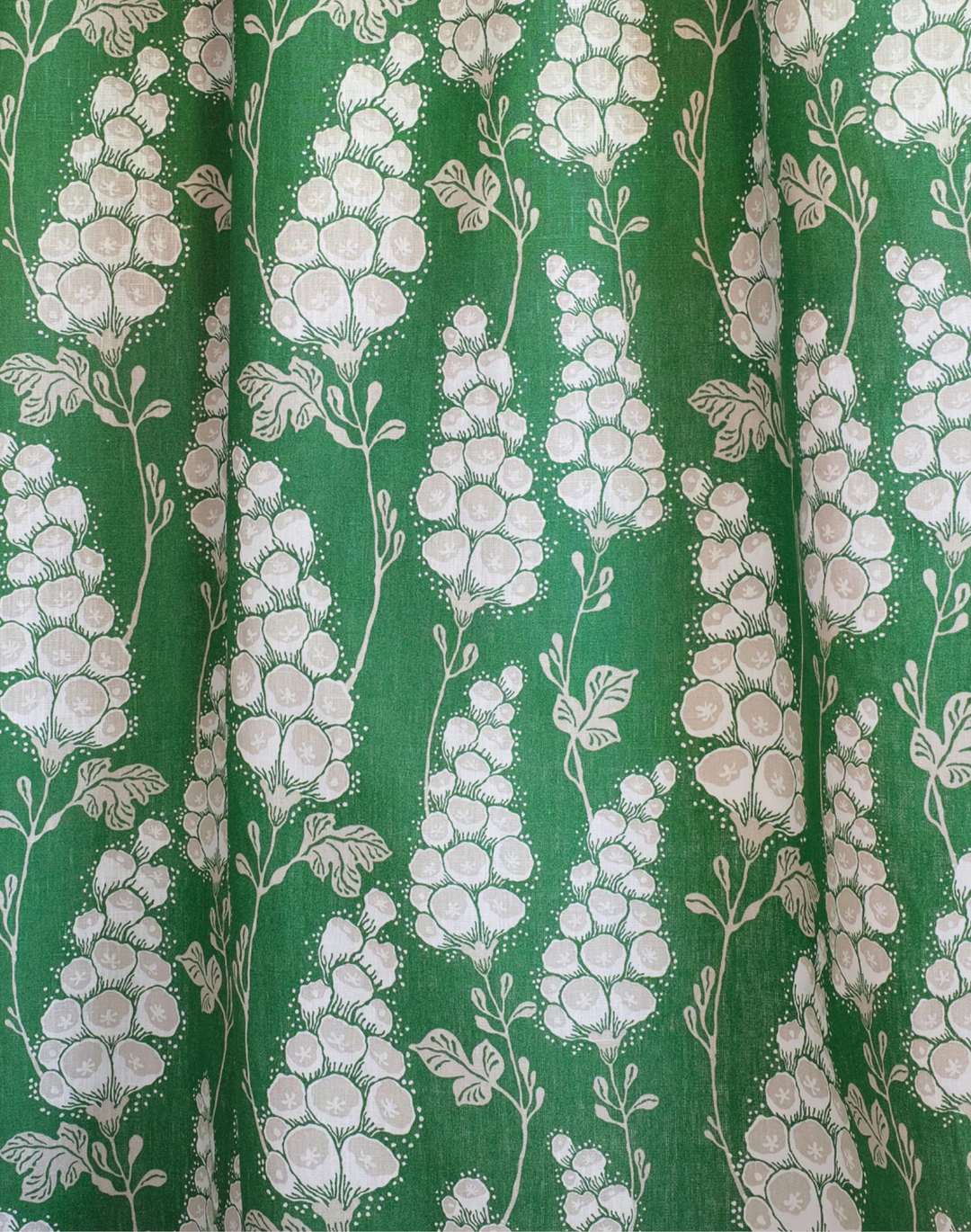 Flora Linen Fabric, Deep Green