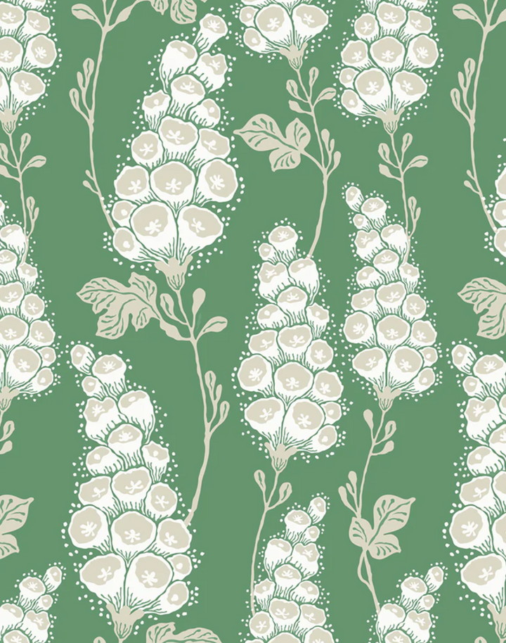 Flora Linen Fabric, Deep Green