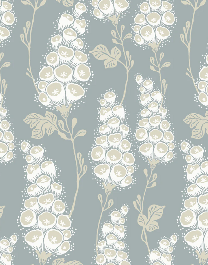 Flora Linen Fabric, Dusty Blue