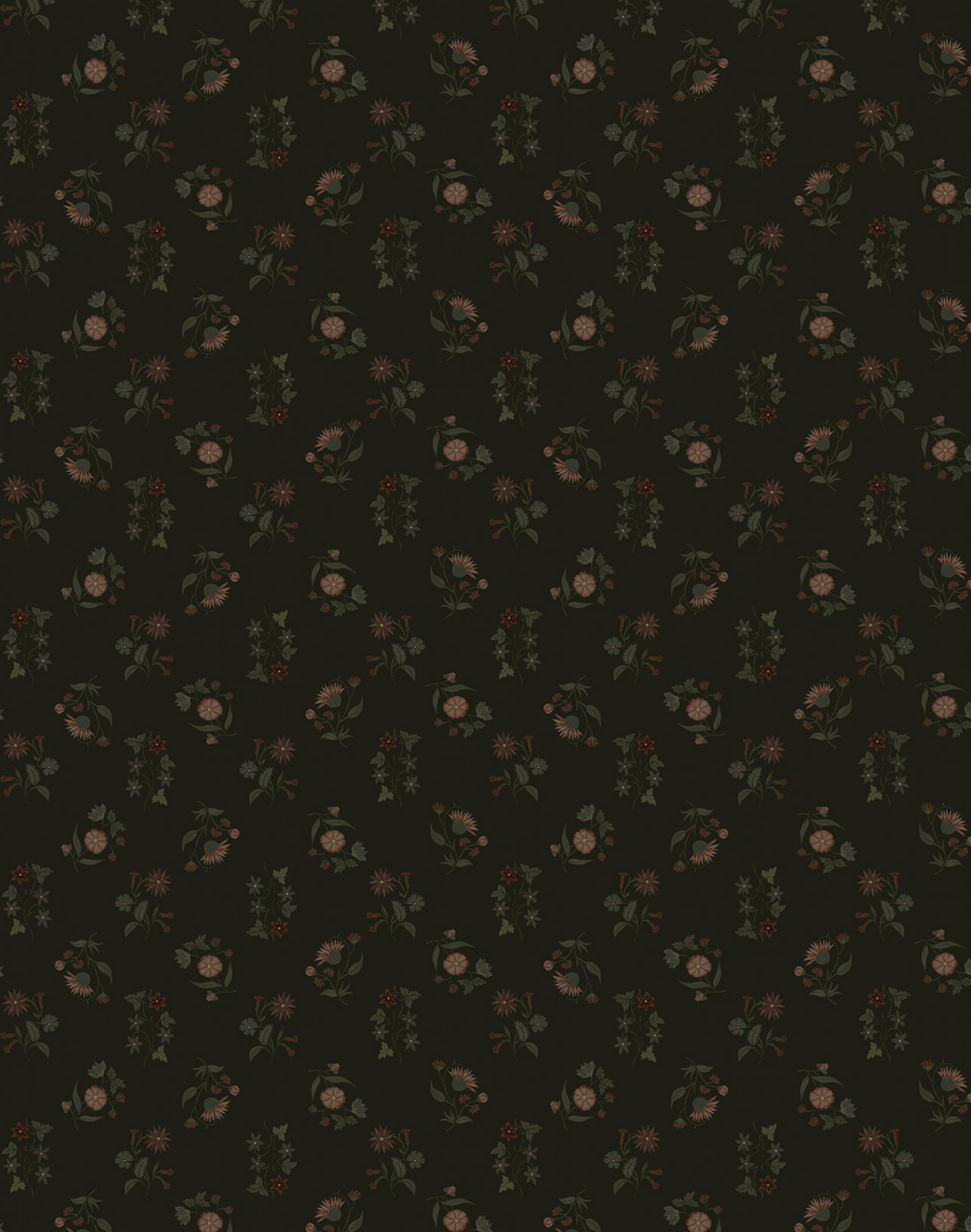 Floral Cascade Grasscloth, Velvet Void WPLN0159