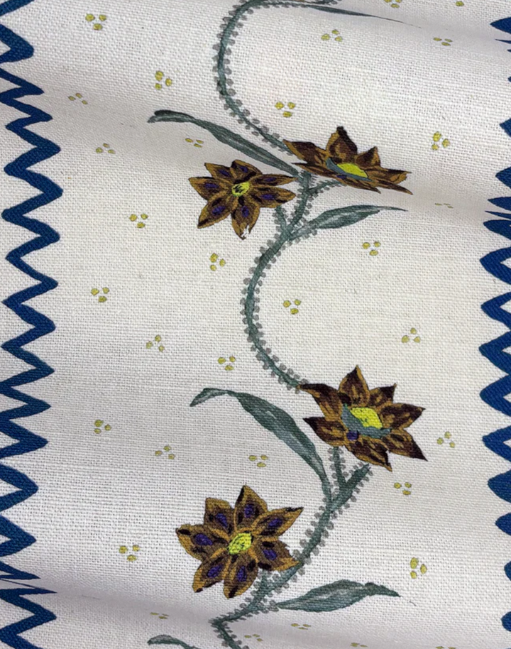 Floral Stripe Fabric, Midnight Truffle