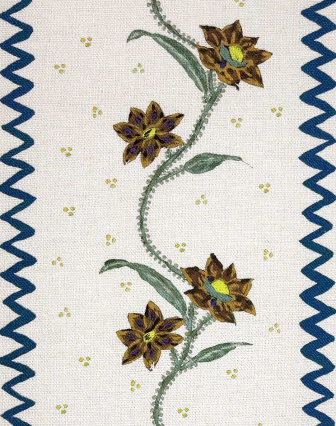 Floral Stripe Fabric, Midnight Truffle
