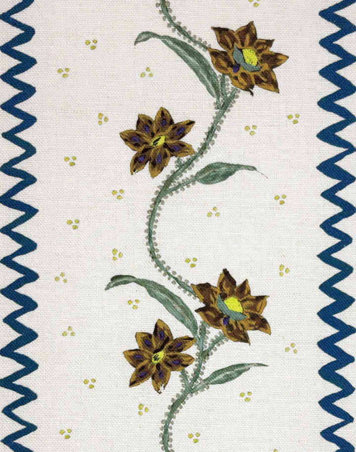 Floral Stripe Fabric, Midnight Truffle