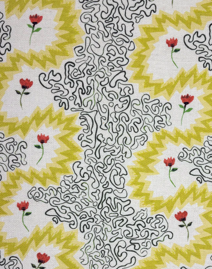 Floral Zigzag Fabric, Butterscotch Glow