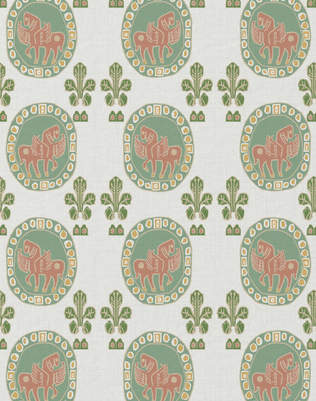 Flying Horse of Silk Road, Midday - Linen Fabric