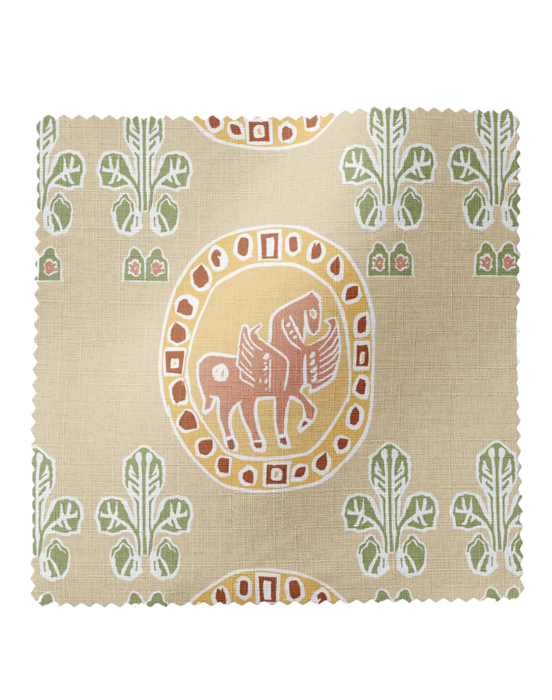 Flying Horse of Silk Road, Spice - Linen Fabric