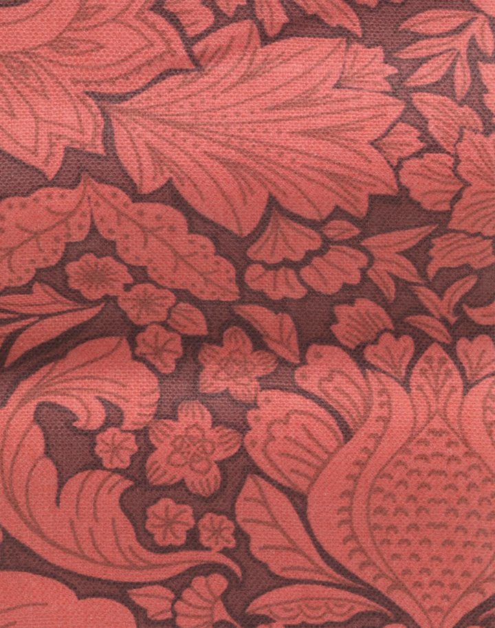 Folk Floral, Crimson - Linen Fabric