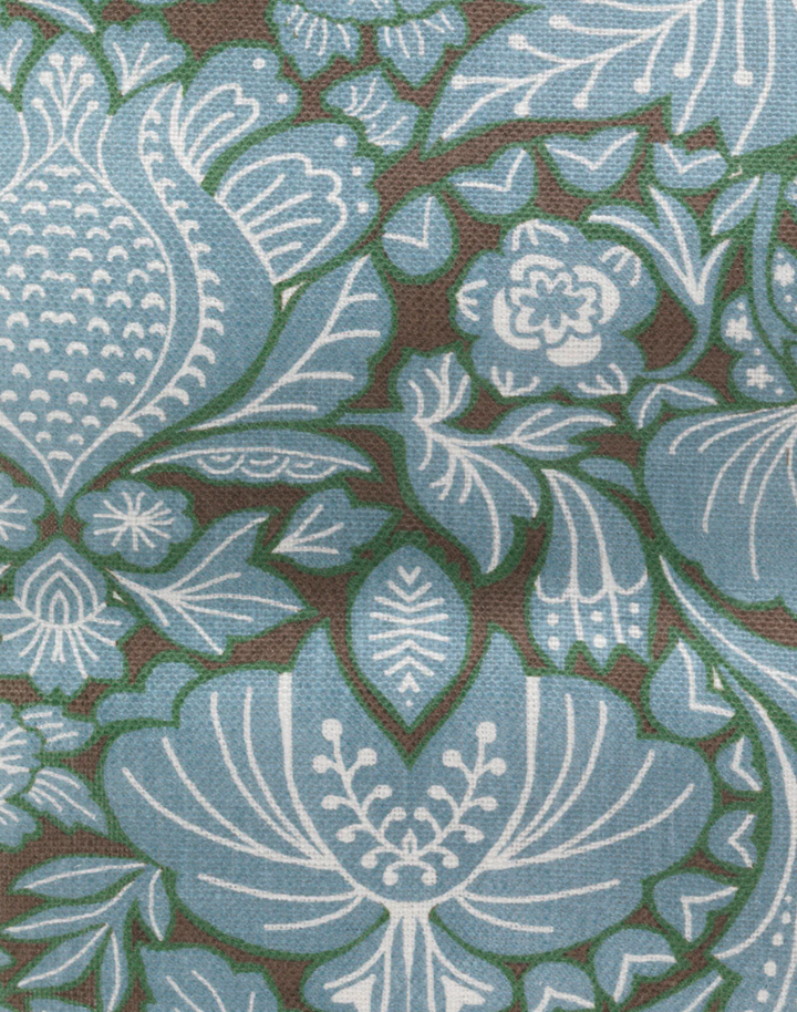 Folk Floral, Day Blue - Linen Fabric