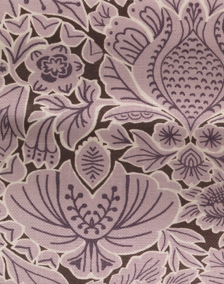 Folk Floral, Lilac - Linen Fabric