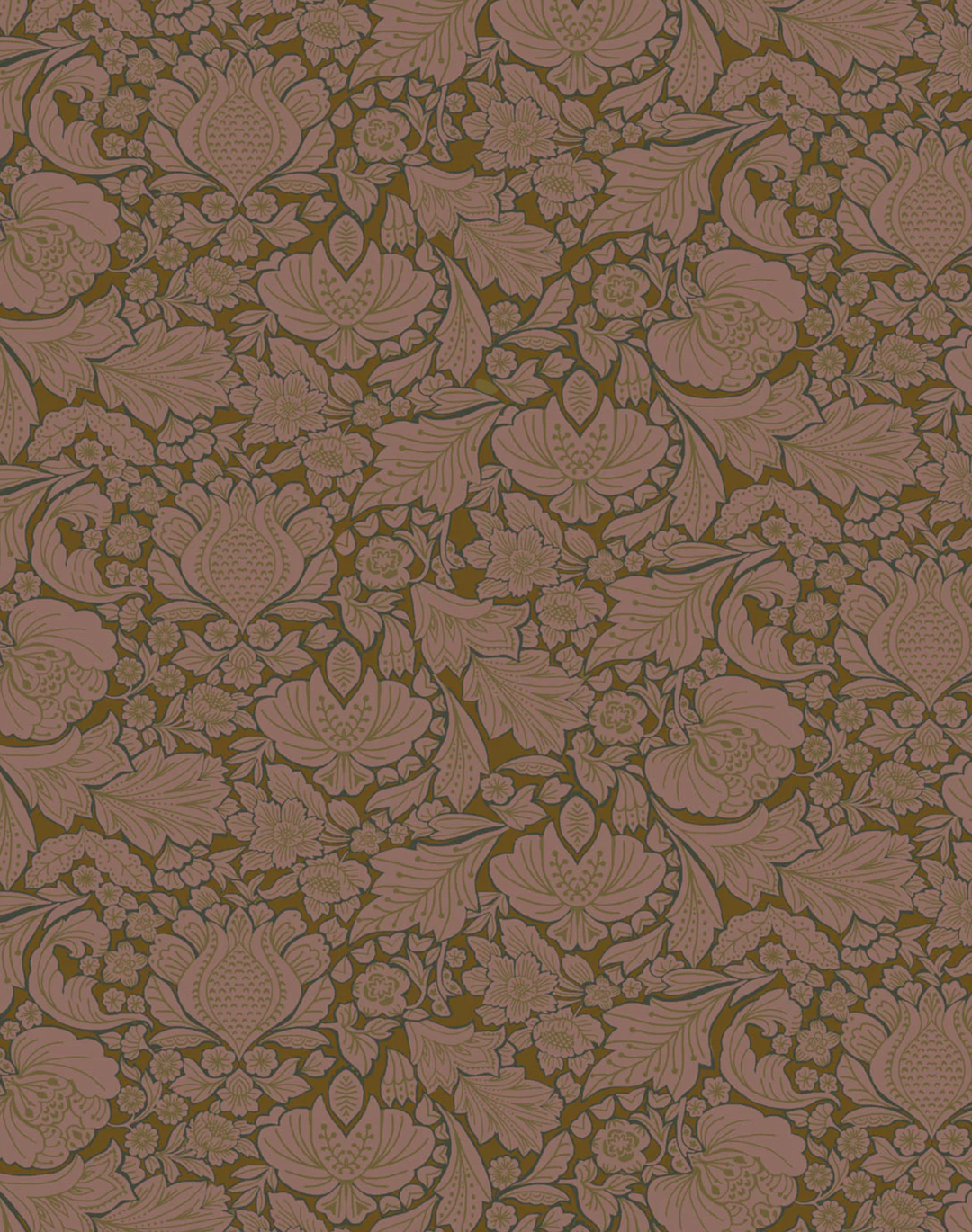 Folk Floral, Poison - Linen Fabric