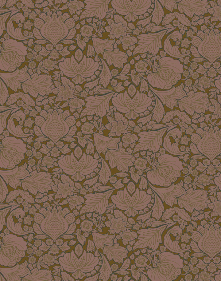 Folk Floral, Poison - Linen Fabric