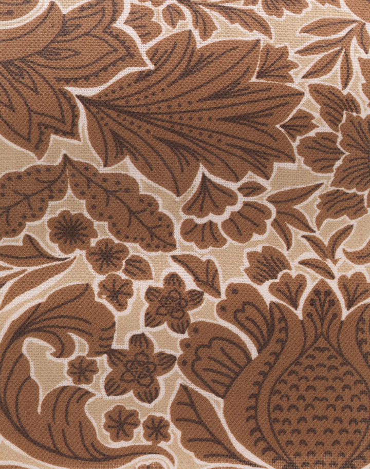 Folk Floral, Tea - Linen Fabric