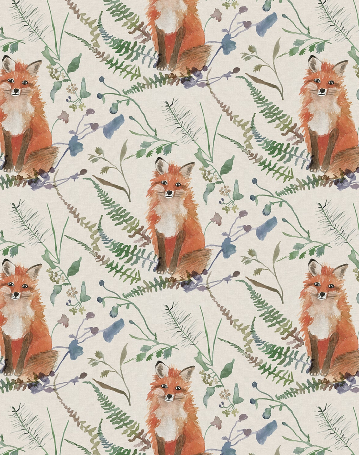 Fox, Neutral - Linen Fabric