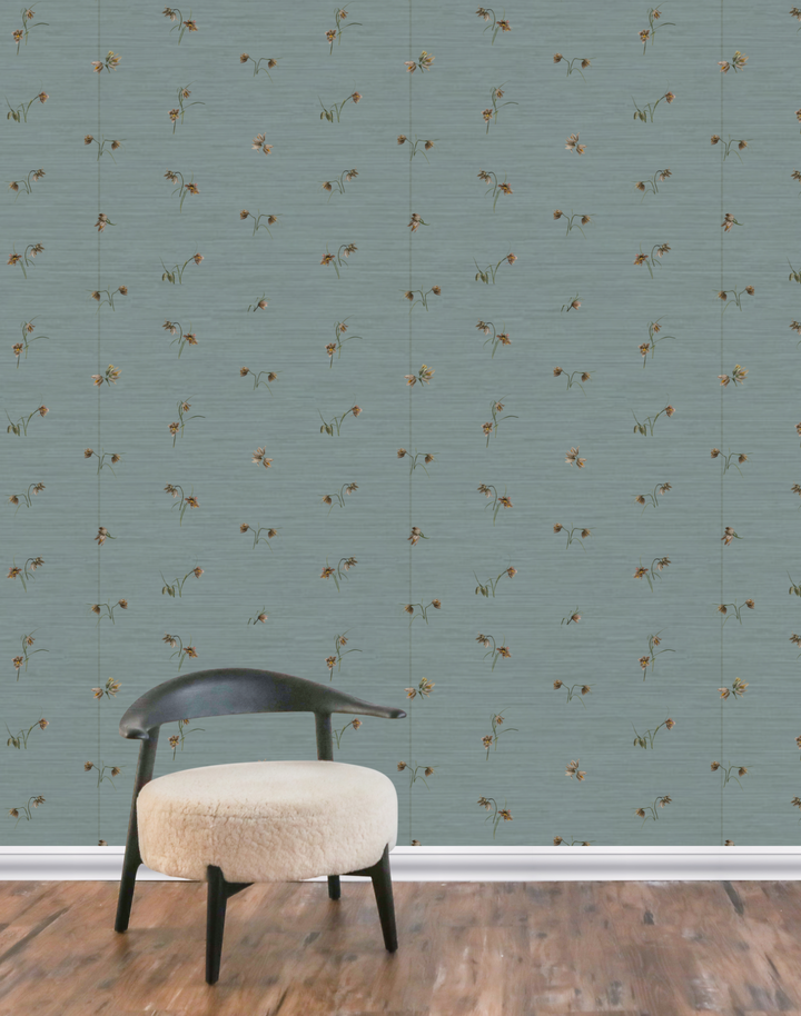 Fritillaria Grasscloth, Mist Blue
