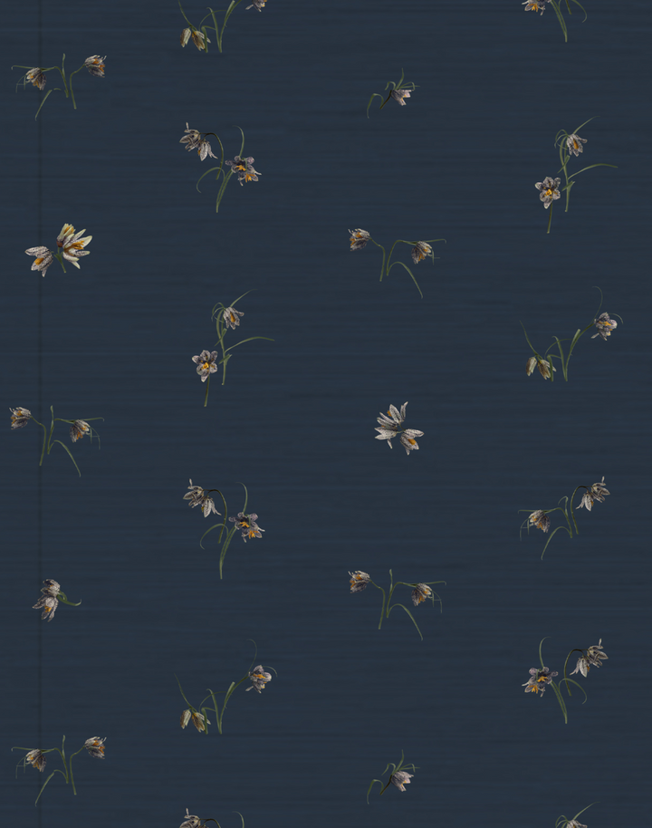 Fritillaria Grasscloth, Navy Night