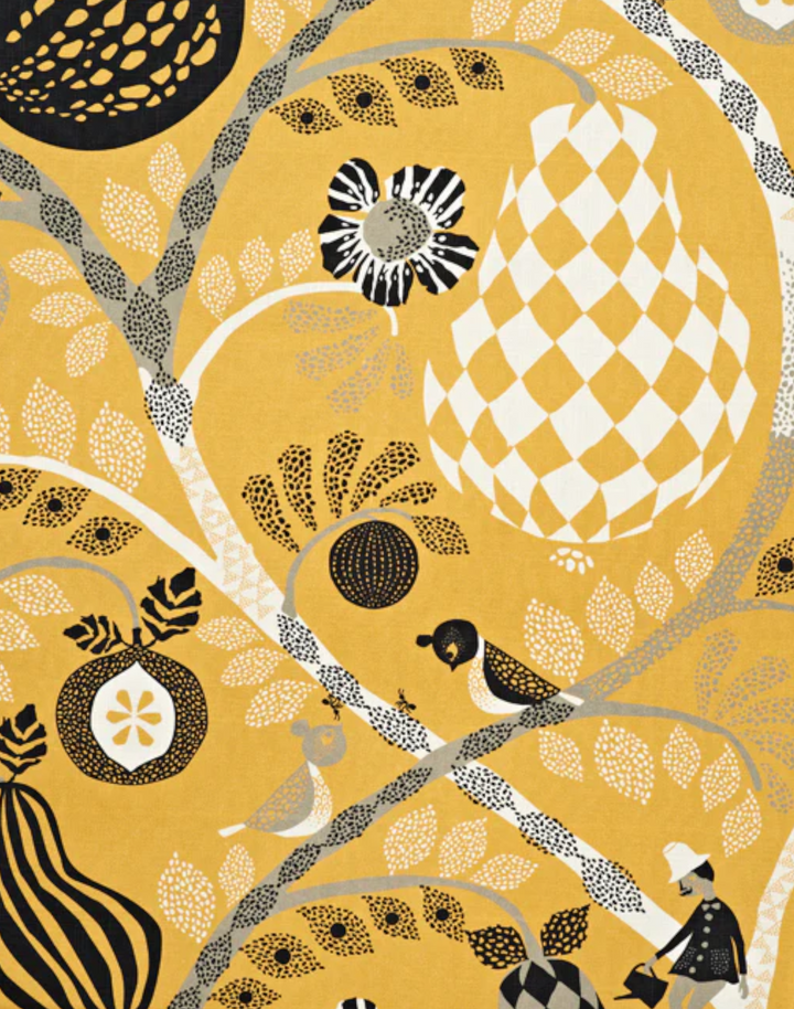 Fruit Garden Cotton Fabric, Yellow