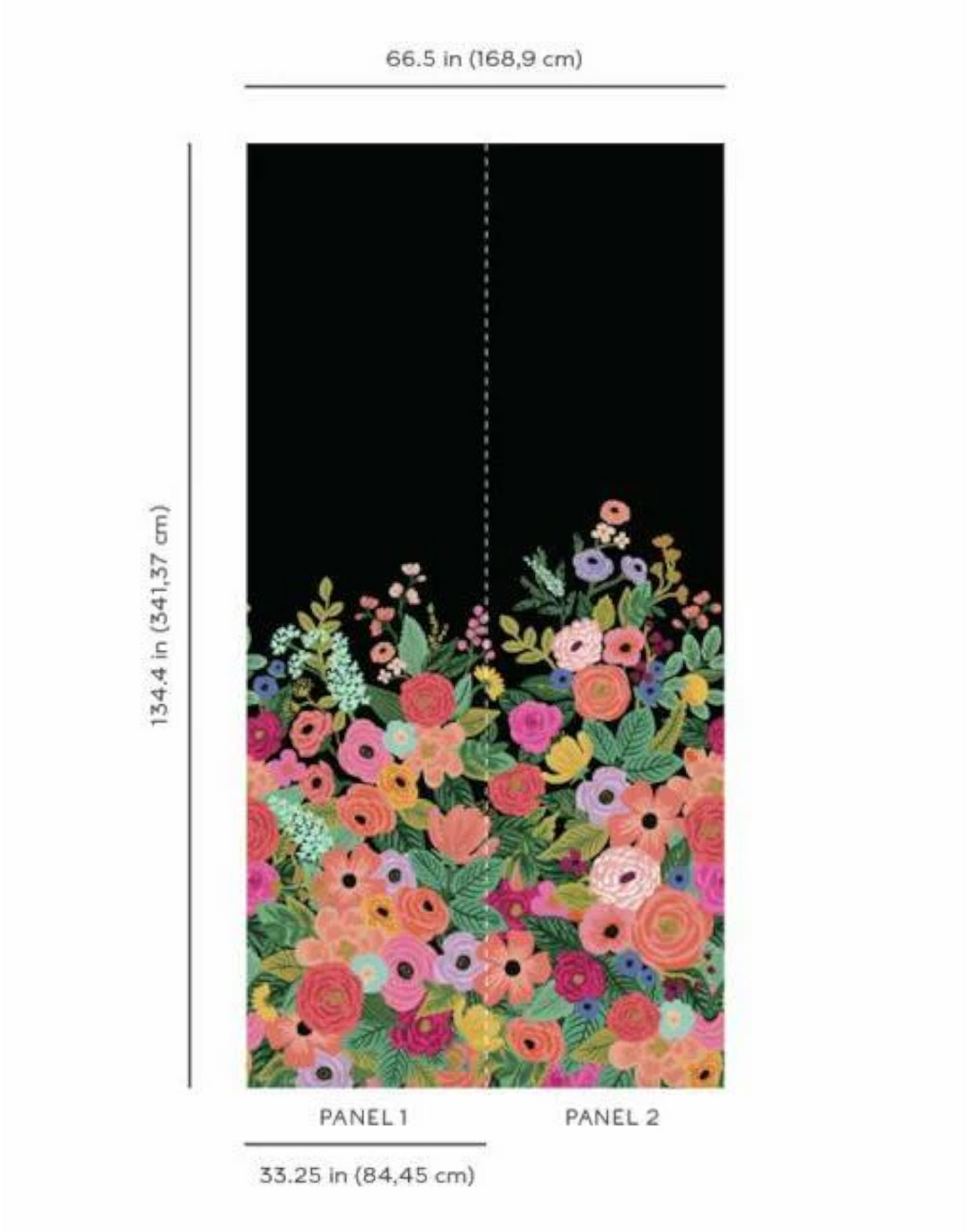 Garden Party Mural, Black R15192M