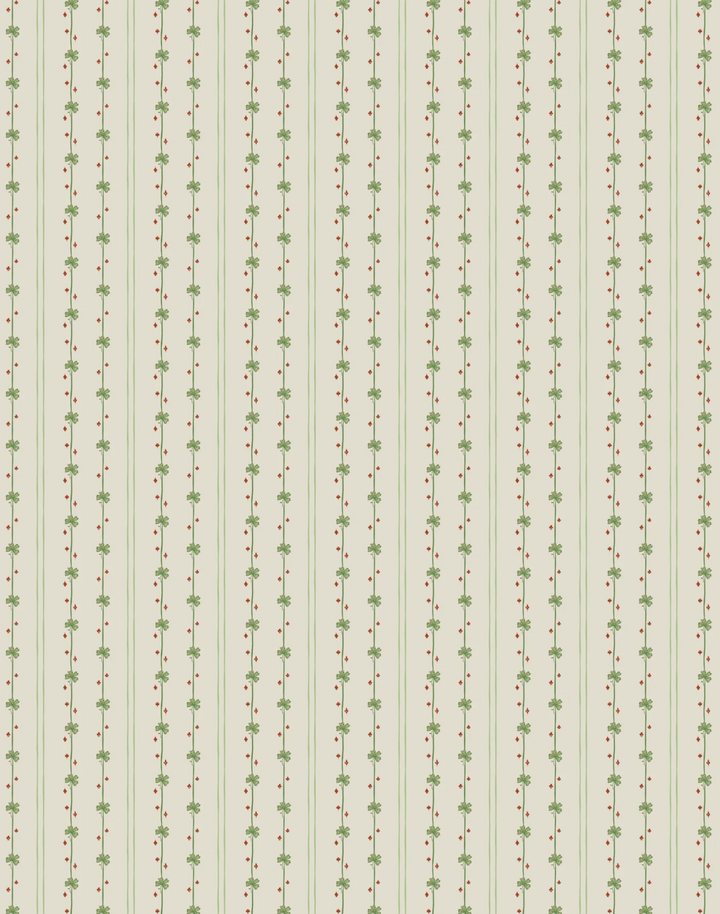 Garden Tetris, Green - Linen Fabric