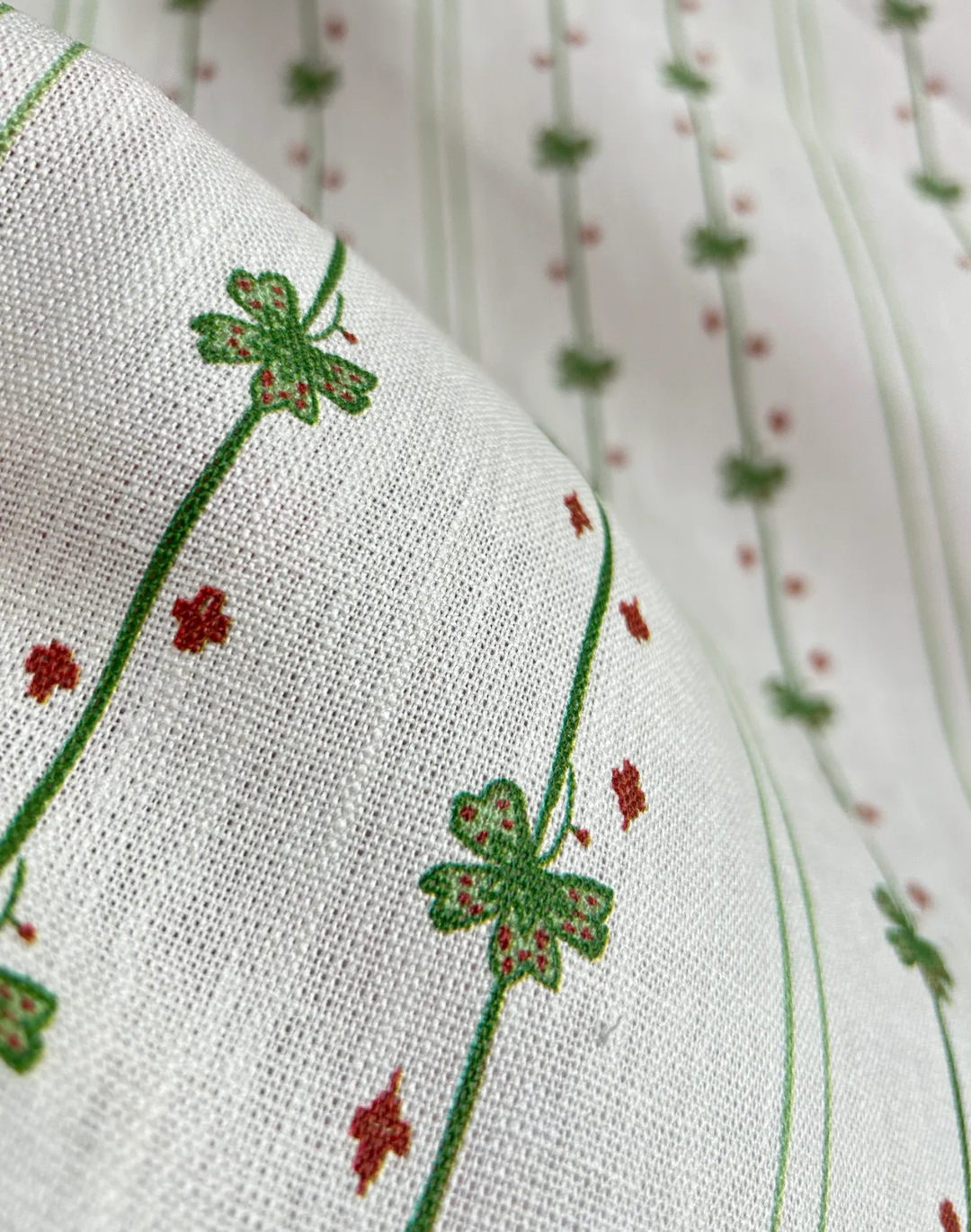 Garden Tetris, Green - Linen Fabric