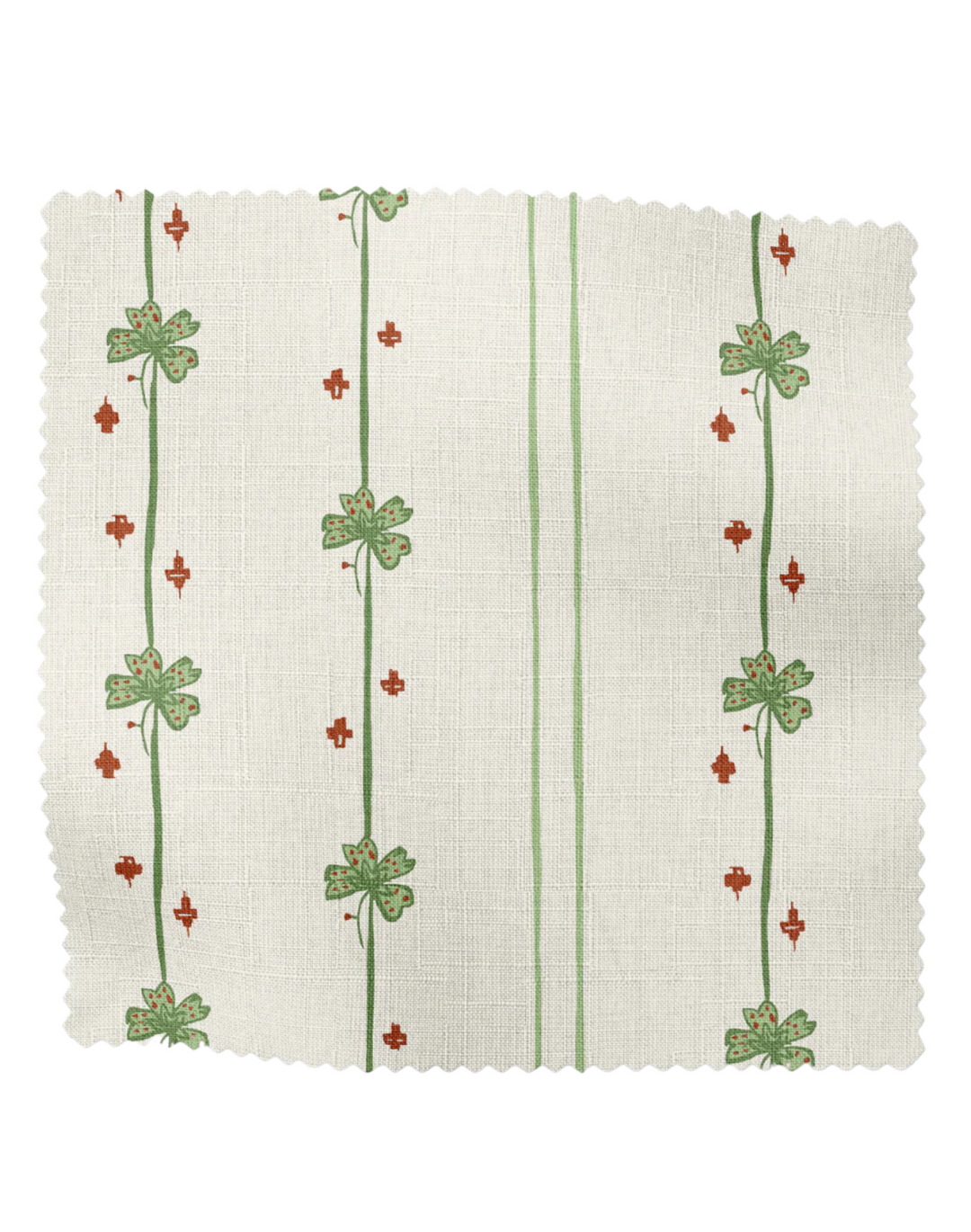 Garden Tetris, Green - Linen Fabric