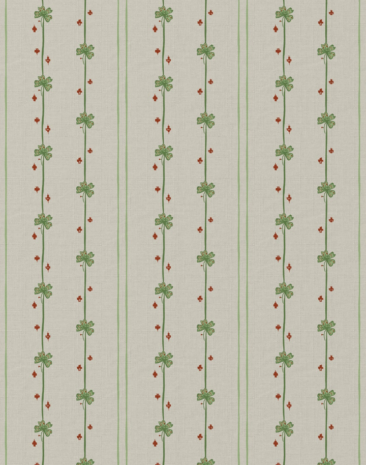 Garden Tetris, Green - Linen Fabric