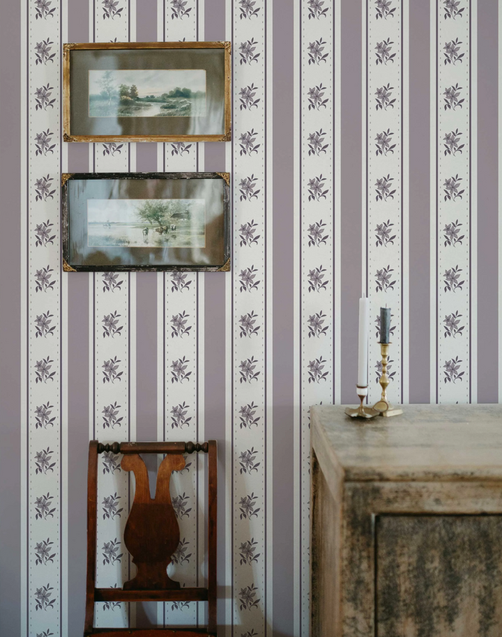 Glasshouse Stripe, Faded Mulberry