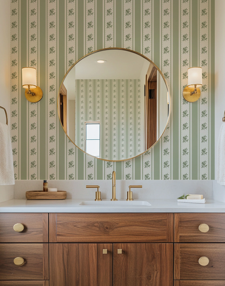 Glasshouse Stripe, Olive Feather