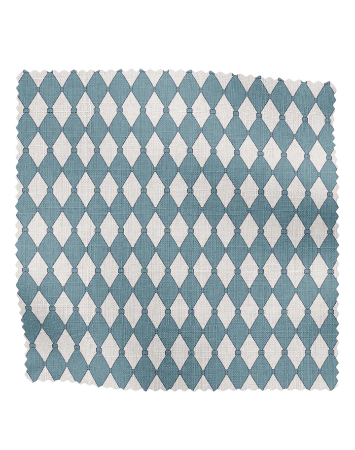 Harlequin Parade, Blue - Linen Fabric