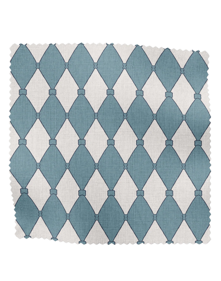 Harlequin Parade, Blue - Linen Fabric